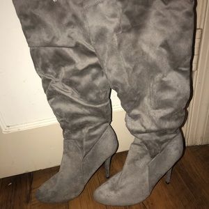 Gray High Heeled Boots
